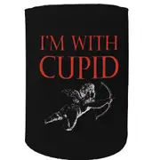 Alcohol Stubby Holder - Im With Cupid - Funny Novelty Birthday Gift Joke Beer Can Bottle Coolie