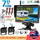 7" Wireless Rear View Monitor +2 WIFI Reverse Camera Kit Caravan Bus Truck 24V