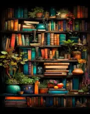 Books Paint by Numbers for Adults,Bookshelf Plant Paint by Numbers Kits for Begi