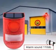 Solar Sound Light Alarm Motion Sensor 110dB Alert Flash Warning Strobe Security