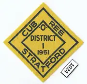 DEALER DAVE Boy Scout 1951 STRATFORD CUB-O-REE DISTRICT ONE FELT PATCH (1024)