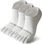 [OrrinSports] No show Toe Socks Coolmax Low Cut Non-Slip Running Socks Invisible Ankle Five-Finger Design (3 Pairs)