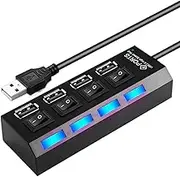 USB C Hub - Multiport Data Transfer,Multipurpose USB Hub with Independent Button for Remote Work Co-Working Space Home Photography Game Setup Travel