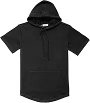 [Dubinik] Short Sleeve Hoodie for Men Casual Lightweight Sweatshirts with Kangaroo Pocket