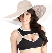 [Cauplse] Womens Wide Brim & UV Protection Straw Hat for Women Foldable Floppy Beach Sunhat Classic Sun Hats Leisure Travel