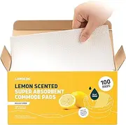 Lunderg Lemon Scented Super Absorbent Commode Pads - Medical Grade Value Pack 100 Count - for Bedside Commode Liners Disposable, Adult Commode Chair, Portable Toilet Bags - Make Your Life Easier
