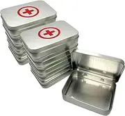 Small Empty First Aid Kit Metal Tin Boxes (10 PCS) - Mini Storage Container w/Hinged Lid for Bandages, Medicine Pills, Outdoor Survival Kit