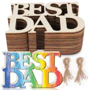 40Pcs Best DAD Unfinished Wood Crafts, Gift Tags with String for Gifts,7214