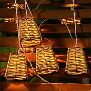 Rattan Decorative String Lights Boho String Lights with 20 Mini Bulbs Weatherproof Lantern Style Patio Lights for Indoor/Outdoor Home Decor Pergola Porch Part