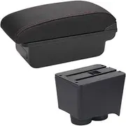 Car Armrests Fit for Volkswagen Polo 9N3 Armrest Car Armrest Box 2002-2009 Retrofit Parts Storage Box Car Interior Accessories USB Console Armrest(C1 Black red NO USB)