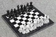 Marble Black Chess Table Top, Marble Chess Set, Handmade Gifts Christmas Eve