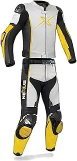 Motorcycle Leather Racing Suit, Full Body Protection Motorcycle Cow Hide Leather 2-Pieces Biking Suit For Professional Bikers