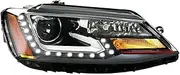 Car Assembly Compatible For VW Compatible For Jetta Compatible For MK6 2012-2018 Sagitar Upgrade Front Light LED Headlight Head Lamp(Red Line-1,RHD_LED BULB)