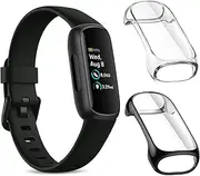 2-Pack Screen Protector Case Compatible with Fitbit Inspire 3, Soft TPU Case Rugged Cover All-Around Protective Case Cover (Black/Clear)