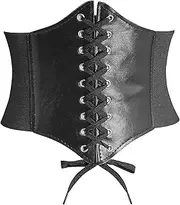 [DTWAWA] Corset Belts for Women, Wide Elastic Tied Leather Waspie Waist Belt for Girls Dresses