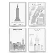 Set of 4 New York City Line Drawings Wall Art