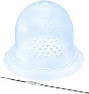 Holes Open Silicone Highlight Hair Cap,Half Arc Holes Highlighting Cap for Hair with Hook,Reusable Silicone Hair Staining Cap,Highlight Cap with Pre Holes Dye Tools Hair (Blue)