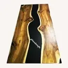 Glossy Black Epoxy Table Walnut Resin River Table Top Custom Order Cruise Room