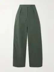 [Conner Ives] Conner Ives - Pleated Crinkled Recycled-cotton Wide-leg Pants - Army green - medium medium Green