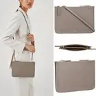 OROTON Lucy Double Zip Crossbody Clutch Bag Leather Stone NWT Dustbag