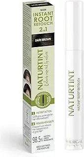 Naturtint Instant Root Retouch | Temporary Grey Hair Touch-up for Roots and Eyebrows | Practical and Comfortable thanks to the Brush | 98.5% Natural Ingredients | Dark Brown | 10 ml