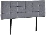 Linen Fabric Queen Bed Deluxe Headboard BedHead - Grey