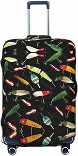 [CADREWY] Fishing Lure Print Travel Suitcase Cover Luggage Protector with Elastic Anti Scratch for Carry On, Black, Large