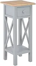 vidaXL Grey Wooden Side Table with Drawer - Compact Pinewood Console for Living Room and Entrance Area – Farmhouse Style
