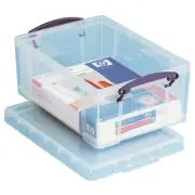Really Useful Box Plastic Storage Box, 9 L, 10 1/4" x 14 1/2" x 6 1/4", Clear