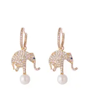 Eye Candy LA Luxe Collection Elephant Luck cubic zirconia Crystal Dangle Earrings