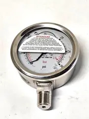 Swagelok Pressure Gauge 30 PSI/BAR, 2-1/2" Face 1/4" NPT LM 316SS Filled 489ER83
