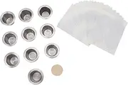 Refillable Coffee Capsules Cup Stainless Steel Reusable Coffee Pods with Aluminum Foil Lids Filter Paper for Home Office Use 10PCS Set