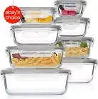 8 Pack Glass Meal Prep Containers Airtight Bento Boxes Microwave Freezer Safe