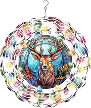 Outdoor Christmas Decorations Art Hanging Wind Spinner 10 inch 3D Stainless Steel Laser Cut Metal Geometric Kinetic Spinners Suncatcher for Patio Home Wall Garden Yard Art (Pattern-16)