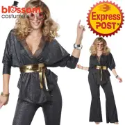 CA512 Ladies Disco Dazzler Costume Retro Hippie Diva Fancy Dress 70s 80s Outfit