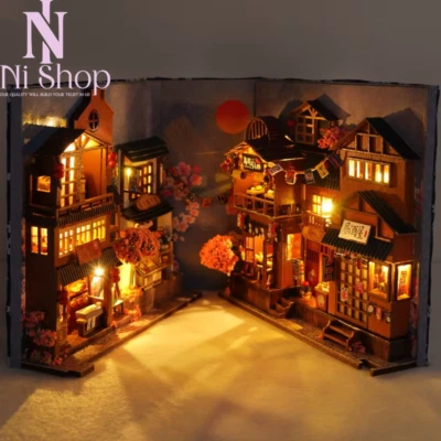DIY Book Nook Kit, DIY Dollhouse Booknook Bookshelf Insert Decor Alley Miniature