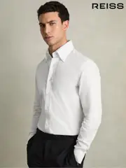 Reiss White Allora Regular-Fit Cotton Button-Down Shirt (AW1273) | $195