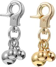 SUPVOX 2Pcs Cat Bell Necklace Durable Pet Collar Charms with Rings for Easy Attachment Distinctive Sound Small Dog and Cat Bell Accessories