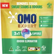 OMO Expert 3 In 1 Odour Eliminator Laundry Detergent Capsules 28 pack