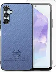 [Asuwish] Mobile Phone Case for Samsung Galaxy A55 5G Case with Tempered Glass Screen Protector Glass Leather A 55 55A A555G Mobile Phone Cases Protective Glass Tempered Glass Screen Protector Cover
