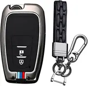 KUNIO Luminous Effect Key Fob Cover Case Fit for Toyota Highlander GT86 C-HR RAV4 Corolla Land Cruiser Keychain Key Fob Protector Key Holder Zinc Alloy Key Protector 2 Button Black