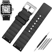 [RAYESS] 23mm Watch Strap for Cartier Santos Sandoz Santos 100 Silicone Watch Strap Rubber Men and Women Black