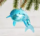 Pottery Barn Mercury & Glitter Glass Narwhal New with tag