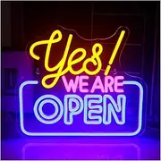 Hanging Art Neon Signs Yes We Are Open Neon Light Signs Dimmable LED Lamp Business Board Display Sign Bar Shop Coffee Hotel Store Neon Illuminated 34.5cmX30cm