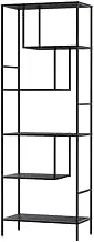 Artiss Bookshelf, 5 Tiers Book Shelf Corner Wall Shelves Display Bookcase Bookshelves CD DVD Storage Rack Home Living Room Bedroom Office Furniture, Free Standing Sturdy Base Black