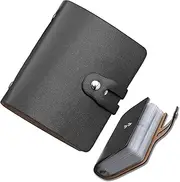 [Romozi] RFID Credit Card Holder, Leather Business Card and Credit Card Organizer with Driver's License, Credit Card Protector with 60 Card Slots to Protect Multiple Cards from Loss or Damage (Black)