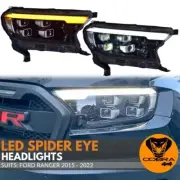Front Head LED Spider Eye Headlights for Ford Ranger PX2 PX3 2015 - 2022 Everest