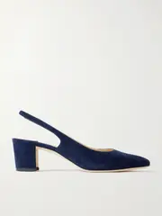 [Manolo Blahnik] Manolo Blahnik - Allurasan 50 Suede Slingback Pumps - Navy - IT40 IT 40 Blue