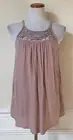 NWT Mystree Mauve Pink Lattice Sleeveless Woven Top Blouse S