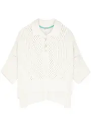 Free People To The Point Pointelle-knit Polo top - White - L (UK16-UK18 / L) L (UK16-UK18 / L)